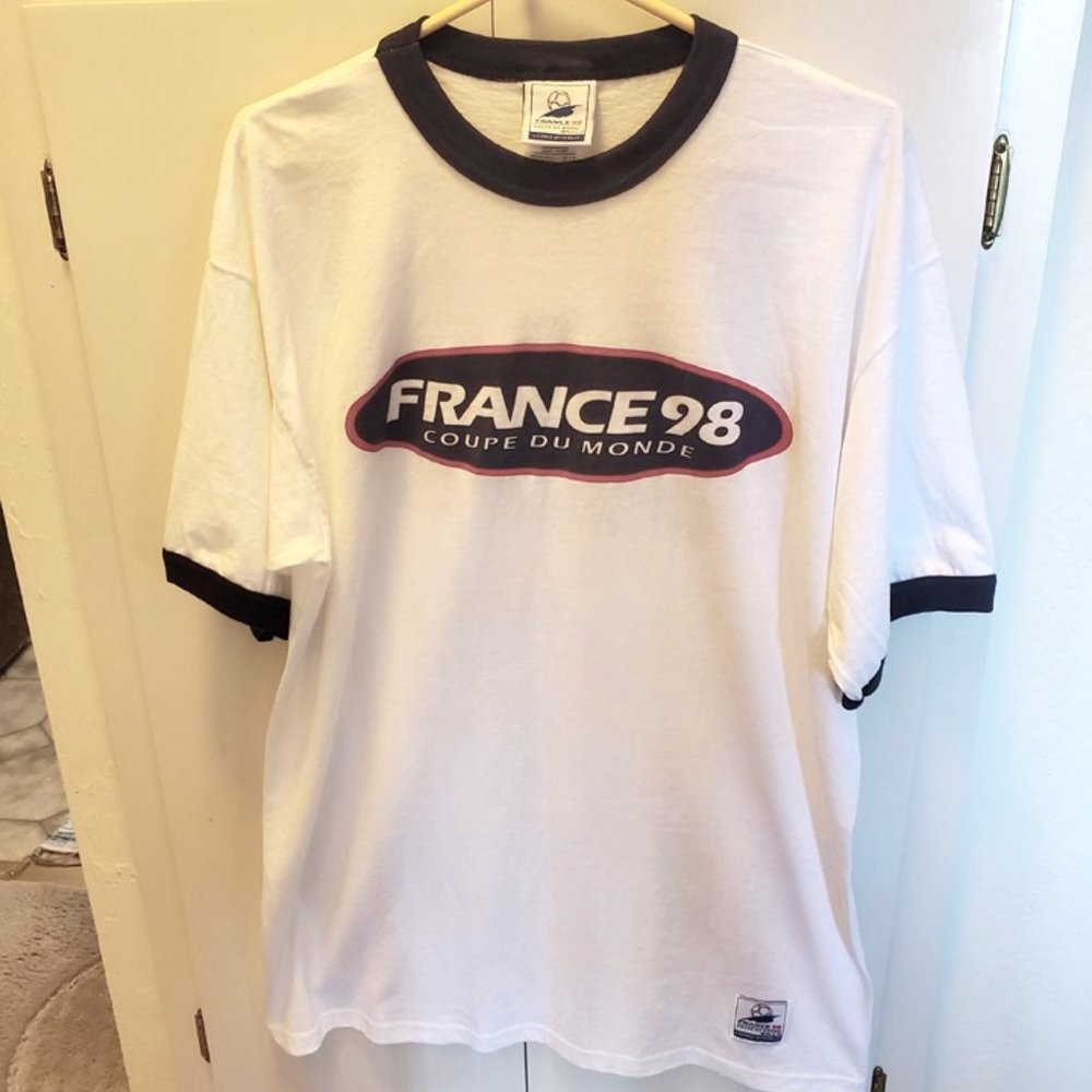 Official Adidas World Cup France 1998 Men's Ringer T- Shirt - New